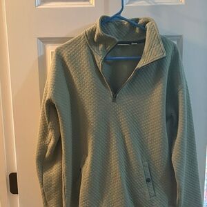 L.L. Bean Olive Quilted Half-Zip Sweater